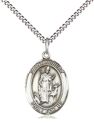 Sterling Silver Saint Hubert of Liege Medal Religious Jewelry Engraved Catholic Saint Jewelry
