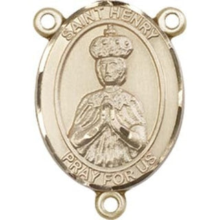 14kt Gold Saint Henry II Rosary Center Rosary Center Engraved Catholic Saint Jewelry