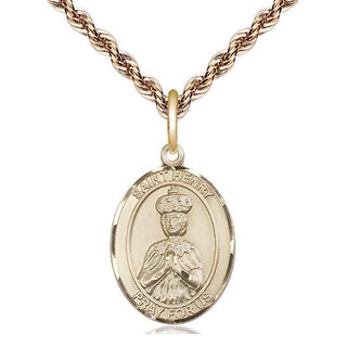 14kt Gold Filled Saint Henry II Medal Religious Jewelry Engraved Catholic Saint Jewelry