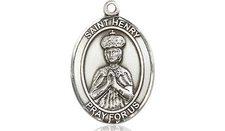 Pewter Saint Henry II Medal Engraved Catholic Saint Jewelry
