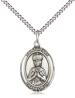 Sterling Silver Saint Henry II Medal Religious Jewelry Engraved Catholic Saint Jewelry