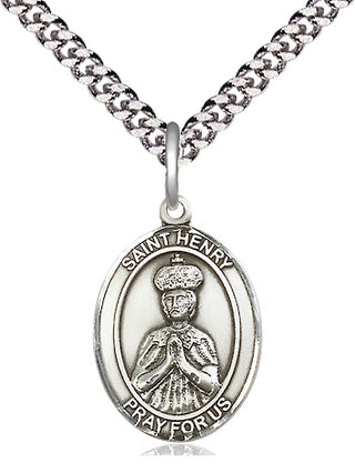 Sterling Silver Saint Henry II Medal Religious Jewelry Engraved Catholic Saint Jewelry