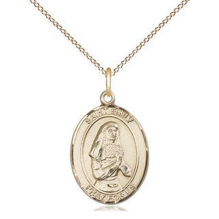 14kt Gold Saint Emily de Vialar Medal Engraved Catholic Saint Jewelry