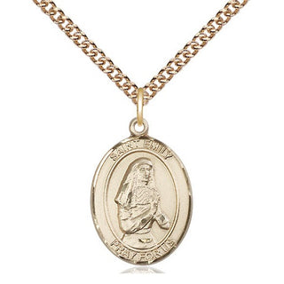 14kt Gold Saint Emily de Vialar Medal Engraved Catholic Saint Jewelry