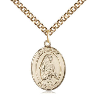 14kt Gold Saint Emily de Vialar Medal Engraved Catholic Saint Jewelry