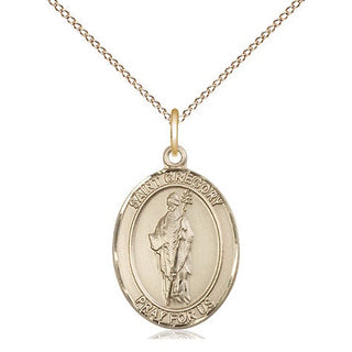 14kt Gold Saint Gregory the Great Medal Engraved Catholic Saint Jewelry