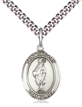 Pewter Saint Gregory the Great Medal Religious Jewelry Engraved Catholic Saint Jewelry