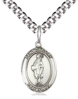 Pewter Saint Gregory the Great Medal Religious Jewelry Engraved Catholic Saint Jewelry