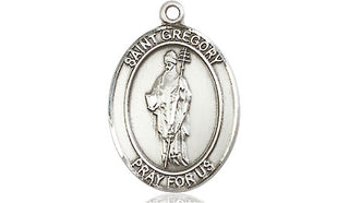 Sterling Silver Saint Gregory the Great Medal Religious Jewelry Engraved Catholic Saint Jewelry