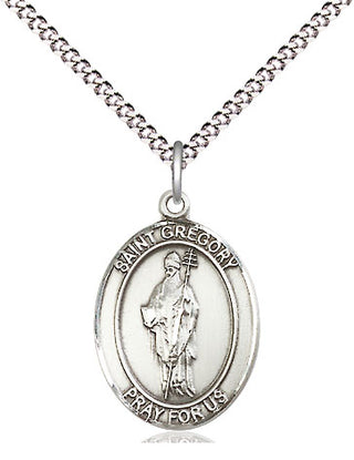 Sterling Silver Saint Gregory the Great Medal Religious Jewelry Engraved Catholic Saint Jewelry