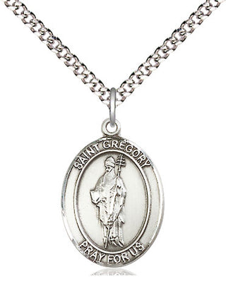 Sterling Silver Saint Gregory the Great Medal Religious Jewelry Engraved Catholic Saint Jewelry