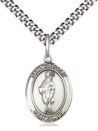 Sterling Silver Saint Gregory the Great Medal Religious Jewelry Engraved Catholic Saint Jewelry