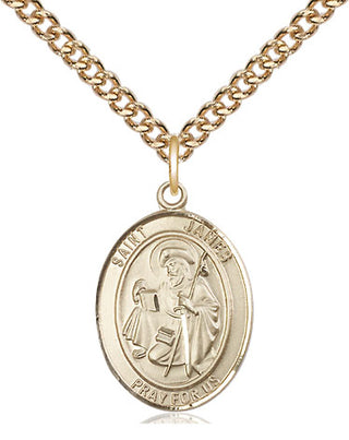 14kt Gold Filled Saint James the Greater Medal Religious Jewelry Engraved Catholic Saint Jewelry