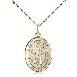 14kt Gold Saint James the Greater Medal Engraved Catholic Saint Jewelry