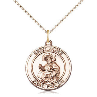 14kt Gold Filled Saint James the Greater Medal Religious Jewelry Engraved Catholic Saint Jewelry