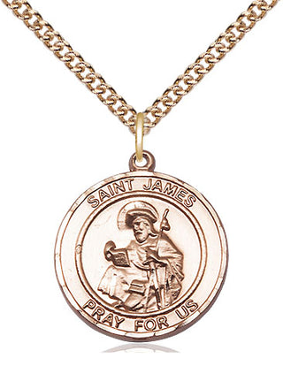 14kt Gold Filled Saint James the Greater Medal Religious Jewelry Engraved Catholic Saint Jewelry