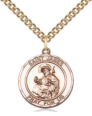 14kt Gold Filled Saint James the Greater Medal Religious Jewelry Engraved Catholic Saint Jewelry