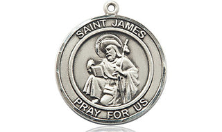 Pewter Saint James the Greater Medal Engraved Catholic Saint Jewelry