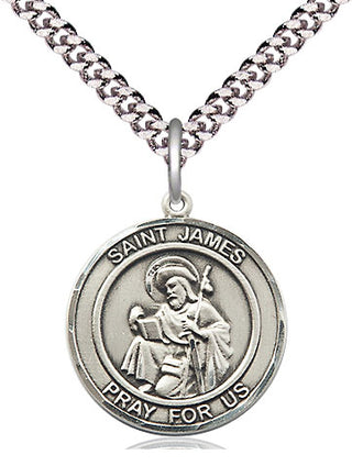 Pewter Saint James the Greater Medal Religious Jewelry Engraved Catholic Saint Jewelry