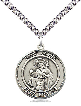 Sterling Silver Saint James the Greater Medal Religious Jewelry Engraved Catholic Saint Jewelry