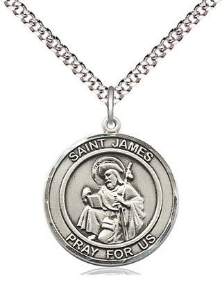 Sterling Silver Saint James the Greater Medal Religious Jewelry Engraved Catholic Saint Jewelry