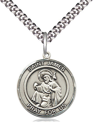 Sterling Silver Saint James the Greater Medal Religious Jewelry Engraved Catholic Saint Jewelry