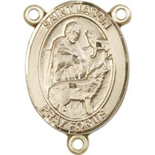 14kt Gold Saint Jason Rosary Center Rosary Center Engraved Catholic Saint Jewelry