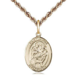 14kt Gold Filled Saint Jason Medal Religious Jewelry Engraved Catholic Saint Jewelry