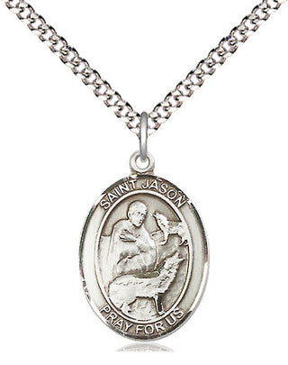 Pewter Saint Jason Medal Religious Jewelry Engraved Catholic Saint Jewelry