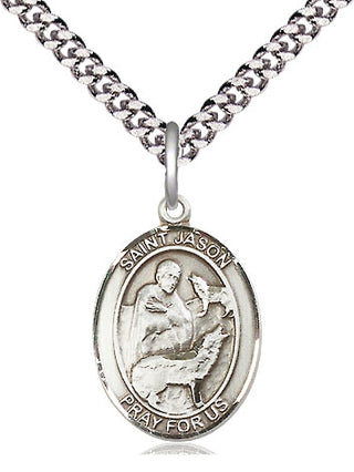 Pewter Saint Jason Medal Religious Jewelry Engraved Catholic Saint Jewelry