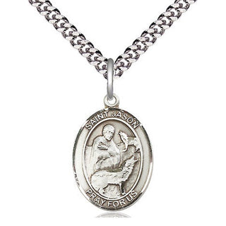 Sterling Silver Saint Jason Medal Religious Jewelry Engraved Catholic Saint Jewelry