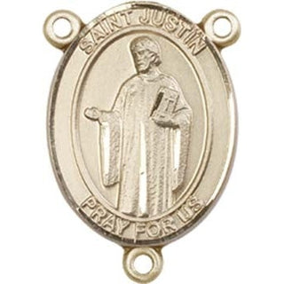 14kt Gold Filled Saint Justin Rosary Center Rosary Center Engraved Catholic Saint Jewelry