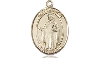 14kt Gold Filled Saint Justin Medal Engraved Catholic Saint Jewelry