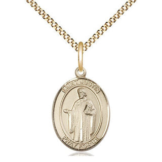 14kt Gold Filled Saint Justin Medal Religious Jewelry Engraved Catholic Saint Jewelry