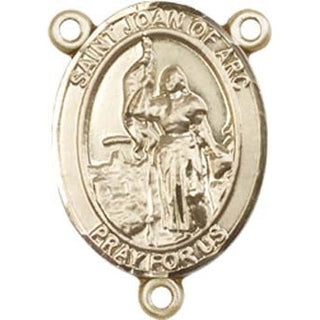 14kt Gold Saint Joan of Arc Rosary Center Rosary Center Engraved Catholic Saint Jewelry