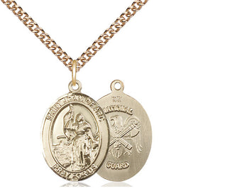 14kt Gold Filled Saint Joan of Arc National Guard Medal Religious Jewelry