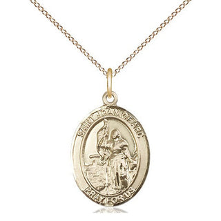 14kt Gold Saint Joan of Arc Medal Engraved Catholic Saint Jewelry