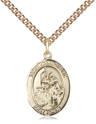 14kt Gold Saint Joan of Arc Medal Engraved Catholic Saint Jewelry