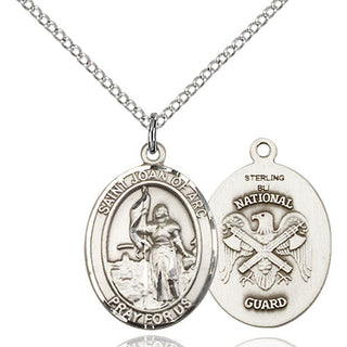 Pewter Saint Joan of Arc National Guard Medal Religious Jewelry