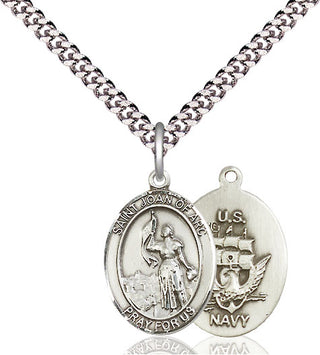 Pewter Saint Joan of Arc Navy Medal Religious Jewelry