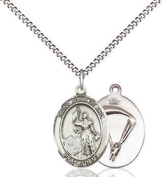 Pewter Saint Joan of Arc Paratrooper Medal Religious Jewelry