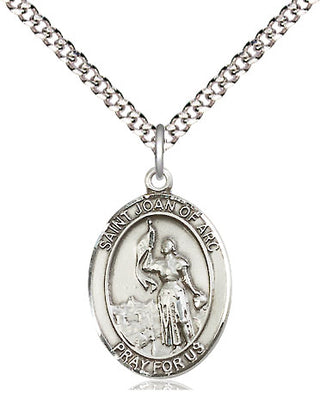 Pewter Saint Joan of Arc Medal Religious Jewelry Engraved Catholic Saint Jewelry