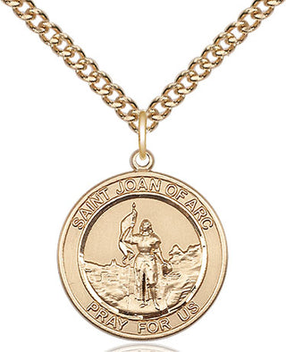 14kt Gold Filled Saint Joan of Arc Medal Religious Jewelry Engraved Catholic Saint Jewelry
