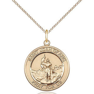 14kt Gold Saint Joan of Arc Medal Engraved Catholic Saint Jewelry