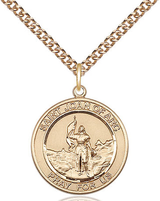14kt Gold Saint Joan of Arc Medal Engraved Catholic Saint Jewelry