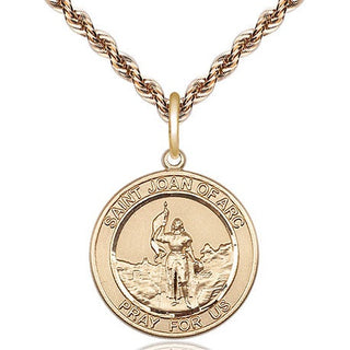 14kt Gold Saint Joan of Arc Medal Engraved Catholic Saint Jewelry