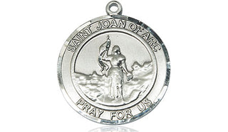 Pewter Saint Joan of Arc Medal Engraved Catholic Saint Jewelry