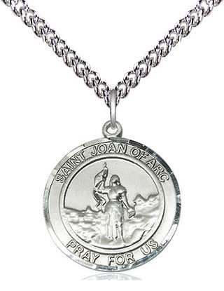 Sterling Silver Saint Joan of Arc Medal Religious Jewelry Engraved Catholic Saint Jewelry