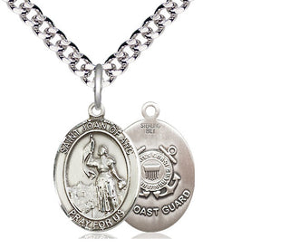 Sterling Silver Saint Joan of Arc  Coast Guard Medal Religious Jewelry