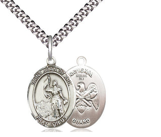 Sterling Silver Saint Joan of Arc National Guard Medal Religious Jewelry